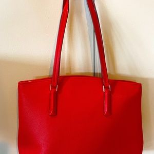 Kate Spade Large Leather Tote, Chili Red, Like New